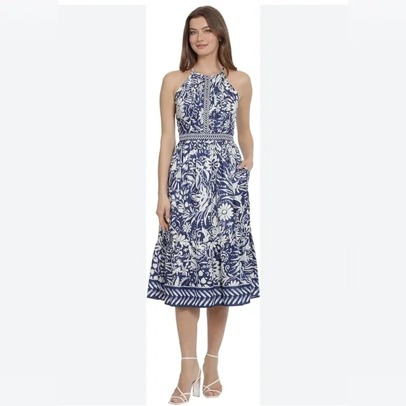 Maggy London | Dresses | Maggy London Floral Fit Flare Midi Dress | Poshmark
